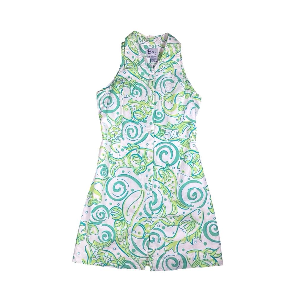 Vintage Lilly Pulitzer Floral Fish Sleeveless Dress - 12